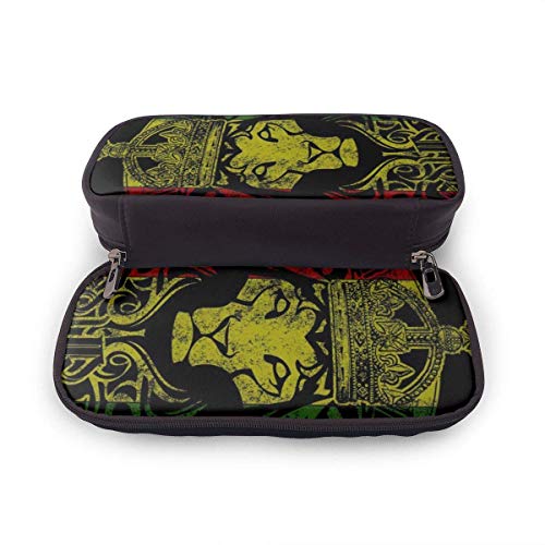 Estuches de lápices con cremallera multiusos suministros de oficina escolar, bandera africana, el Rey León Judá Rasta Rastafari Estuches de lápices con cremallera multiusos suministros de oficina escolar, bandera africana, el Rey León Judá Rasta Rastafari