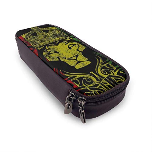 Estuches de lápices con cremallera multiusos suministros de oficina escolar, bandera africana, el Rey León Judá Rasta Rastafari Estuches de lápices con cremallera multiusos suministros de oficina escolar, bandera africana, el Rey León Judá Rasta Rastafari