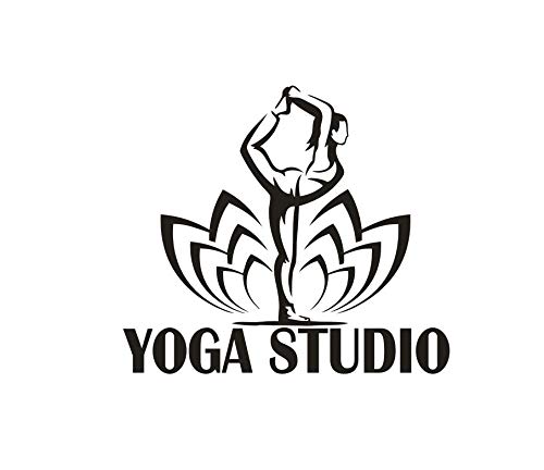 Estudio de yoga Decoración de pared Patrón de loto Yoga Pilates Vinilo Tatuajes de pared Yoga Mujeres Pose Etiqueta de la pared Vinilo Arte de la pared Decoración para el hogar Etiqueta A2 42x37cm