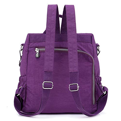 Estwell Mochila Mujer Casual Bolso Mochila Antirrobo Impermeable Nylon Mochila Escuela Multifuncional Gran Capacidad Bolso Bandolera Mochila de Viaje, Púrpura