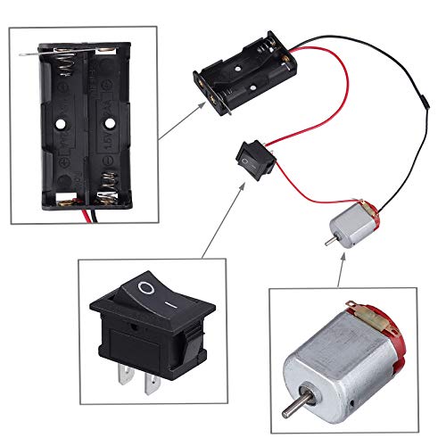 eSynic Juguetes de Motor Elctronicos 6 Set DC Motor Kit Rectangular Eléctrico 1.5-3V 24000 RPM con 86 pcs Engranajes Plástico Soporte de Montaje del Motor Batería Eje de Balancín de Barco