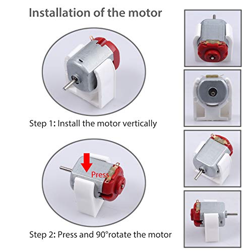 eSynic Juguetes de Motor Elctronicos 6 Set DC Motor Kit Rectangular Eléctrico 1.5-3V 24000 RPM con 86 pcs Engranajes Plástico Soporte de Montaje del Motor Batería Eje de Balancín de Barco