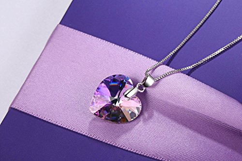 Etanoluv Corazón Collar colgante Swarovski Collar Para Mujer Chica Morado