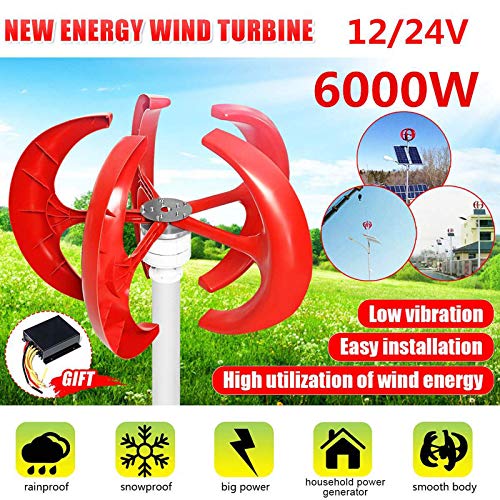 ETDWA 6000W 5 Palas aerogeneradores de Linterna Vertical, generador 12V 24V Kit de Motor electromagnético para Uso doméstico de farola, 24v ETDWA 6000W 5 Palas aerogeneradores de Linterna Vertical, generador 12V 24V Kit de Motor electromagnético para Uso doméstico de farola, 24v