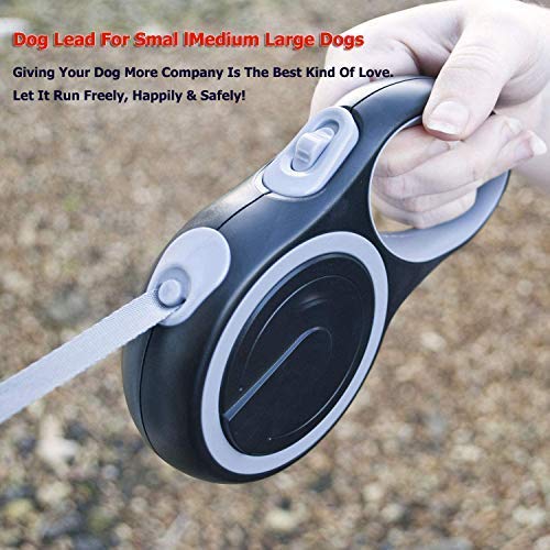 Etechydra Correa retráctil para perro gris, reflectante de 5 m, cinta de nailon, correa para perro, correa para perros pequeños y medianos Etechydra Correa retráctil para perro gris, reflectante de 5 m, cinta de nailon, correa para perro, correa para perros pequeños y medianos