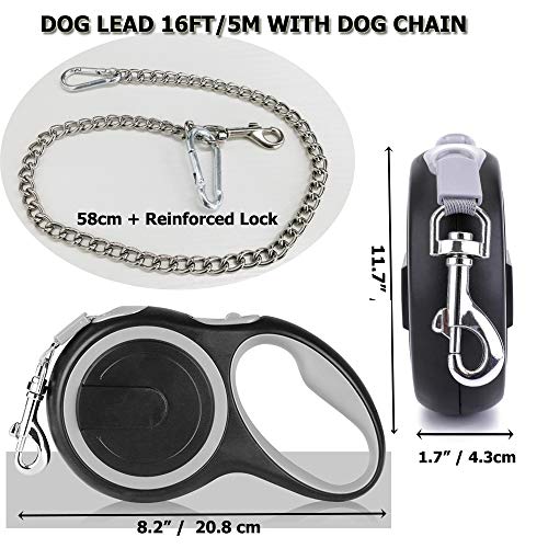 Etechydra Correa retráctil para perro gris, reflectante de 5 m, cinta de nailon, correa para perro, correa para perros pequeños y medianos Etechydra Correa retráctil para perro gris, reflectante de 5 m, cinta de nailon, correa para perro, correa para perros pequeños y medianos