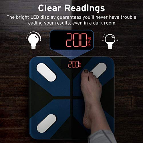 ETEKCITY Báscula Grasa Corporal Inteligente, Báscula Digital de Baño Hasta 180kg, Plataforma (300×300 mm) y Gran LED, 13 Parámetros Esenciales, Alta Precisión con Bluetooth, APP para Android e iOS ETEKCITY Báscula Grasa Corporal Inteligente, Báscula Digital de Baño Hasta 180kg, Plataforma (300×300 mm) y Gran LED, 13 Parámetros Esenciales, Alta Precisión con Bluetooth, APP para Android e iOS