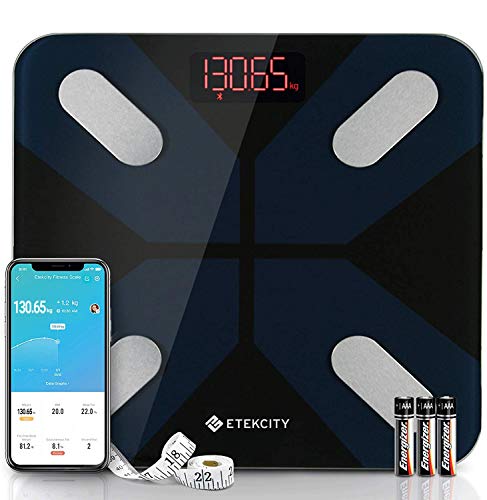 ETEKCITY Báscula Grasa Corporal Inteligente, Báscula Digital de Baño Hasta 180kg, Plataforma (300×300 mm) y Gran LED, 13 Parámetros Esenciales, Alta Precisión con Bluetooth, APP para Android e iOS ETEKCITY Báscula Grasa Corporal Inteligente, Báscula Digital de Baño Hasta 180kg, Plataforma (300×300 mm) y Gran LED, 13 Parámetros Esenciales, Alta Precisión con Bluetooth, APP para Android e iOS