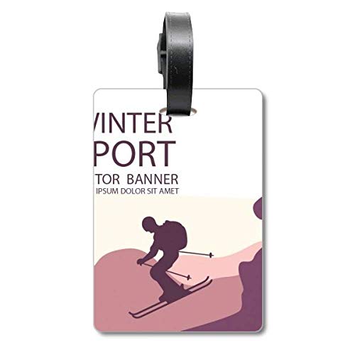 Etiqueta de identificación para Maleta de Invierno con diseño de Bastones de esquí Etiqueta de identificación para Maleta de Invierno con diseño de Bastones de esquí