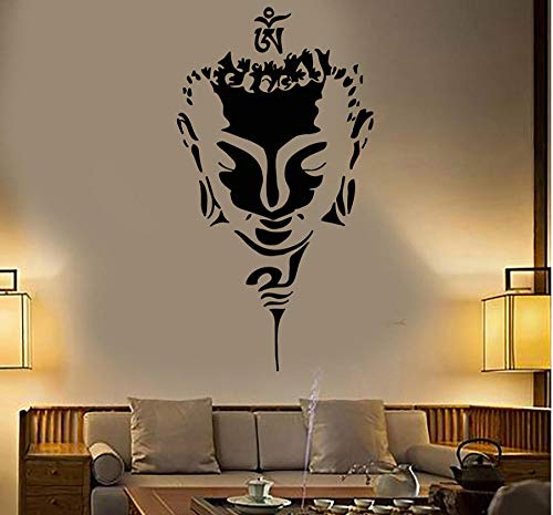 Etiqueta De La Pared Buda Cabeza Cara Budismo Yoga Vinilo Etiqueta De La Pared Decoración Del Hogar Sala De Estar Diy Arte Mural Papel Pintado 57 * 109