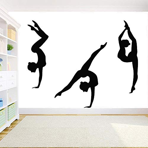 Etiqueta de la pared de gimnasta decoración de gimnasio 3 niñas deporte artístico gimnasia calcomanías de pared para niñas decoración de dormitorio papel tapiz A9 42x33cm