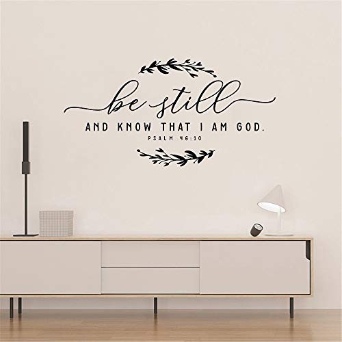 Etiqueta de la pared de la Biblia cristiana vinilo todavía y sé que soy Dios Salmos calcomanía de pared inspiradora pegatina de frase motivacional