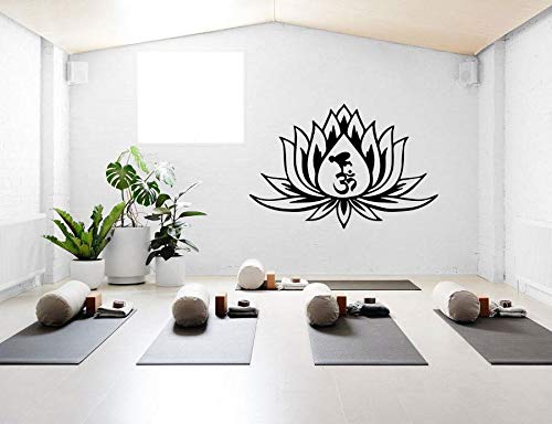 Etiqueta de la pared de la flor de loto Diseño creativo Tatuajes de pared para la sala de estar Dormitorio Decoración de fondo Calcomanía adhesiva Yoga otro color 85x57cm
