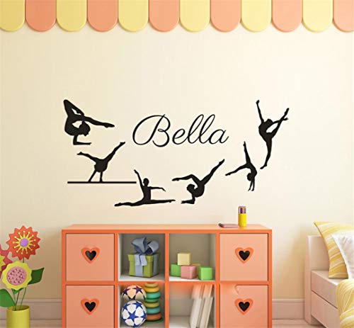 etiqueta de la pared decoración Nombre de gimnasia personalizada Gimnastas rítmicas Danza Arte de la pared Pegatinas sala de estar dormitorio de niñas sala de baile