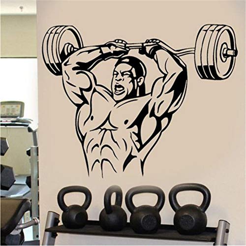 Etiqueta de la pared Vinilo Etiqueta Muscle Dormitorio Hombre Levantamiento de pesas Culturismo Gimnasio 57 * 72 cm