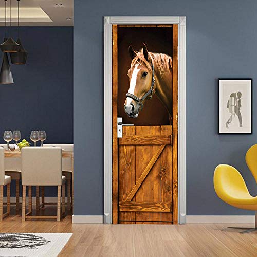 Etiqueta De La Puerta 3D Murales Diy Vinilo Caballo animal Papel Tapiz Carteles Pegatinas de Pared Para Dormitorio, cuarto de niños, arte moderno Decoraciones 77x200cm Etiqueta De La Puerta 3D Murales Diy Vinilo Caballo animal Papel Tapiz Carteles Pegatinas de Pared Para Dormitorio, cuarto de niños, arte moderno Decoraciones 77x200cm