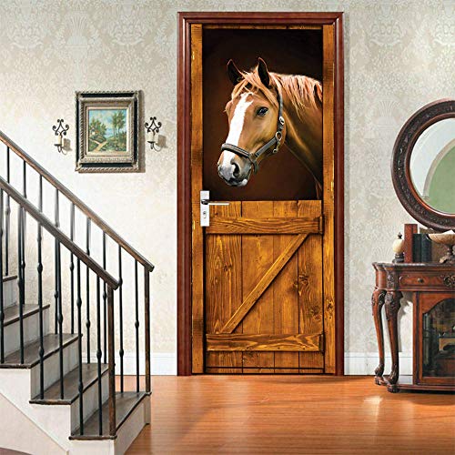 Etiqueta De La Puerta 3D Murales Diy Vinilo Caballo animal Papel Tapiz Carteles Pegatinas de Pared Para Dormitorio, cuarto de niños, arte moderno Decoraciones 77x200cm Etiqueta De La Puerta 3D Murales Diy Vinilo Caballo animal Papel Tapiz Carteles Pegatinas de Pared Para Dormitorio, cuarto de niños, arte moderno Decoraciones 77x200cm