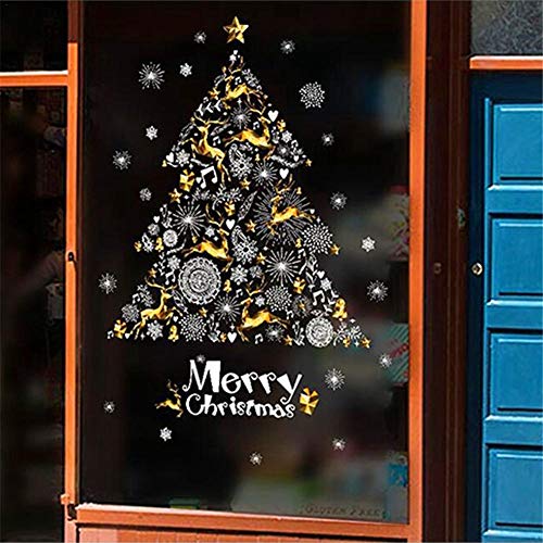 Etiqueta de Navidad Etiqueta de la ventana Copos de nieve de Santa Claus Etiqueta de la pared Etiqueta estática Etiqueta de escaparate de puerta corredera Etiqueta de Navidad Decoración de Navidad