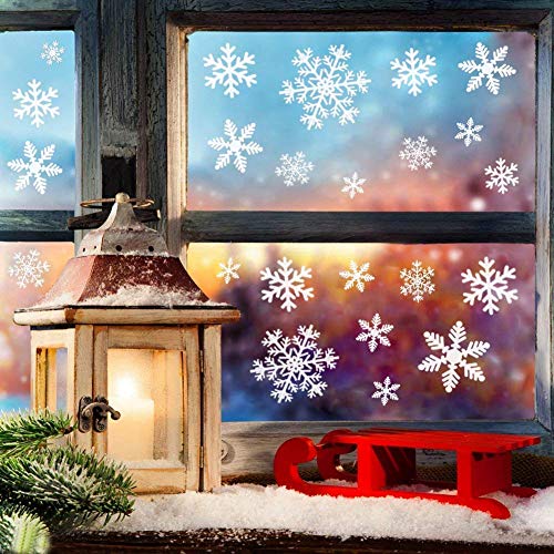 Etiquetas Engomadas del Copo de Nieve de Navidad Pegatinas de PVC Estático 35 * 50 cm 4 Piezas Copos de Nieve Pegatinas Electrostáticas Decoraciones Invierno Home Decal Party Supplies