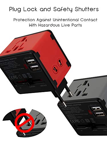 Etlephe Enchufe Adaptador Universal de Viaje, Adaptadores Internacionales con 2 USB para Americano Europeo Ingles Japón Chino Acerca de 150 Países, 100v-240v 6A Etlephe Enchufe Adaptador Universal de Viaje, Adaptadores Internacionales con 2 USB para Americano Europeo Ingles Japón Chino Acerca de 150 Países, 100v-240v 6A