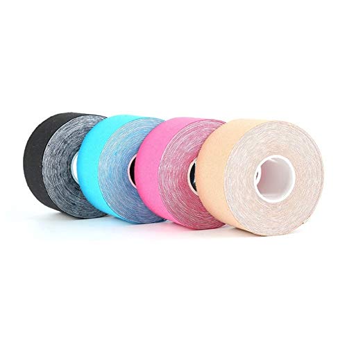 ETXP Cómoda cinta de kinesiología deportiva de 3,8 cm x 5 m, para aliviar el dolor de los músculos, espinillas, rodillas, hombros, impermeable, vendaje terapéutico, para fitness y correr (color rosa).