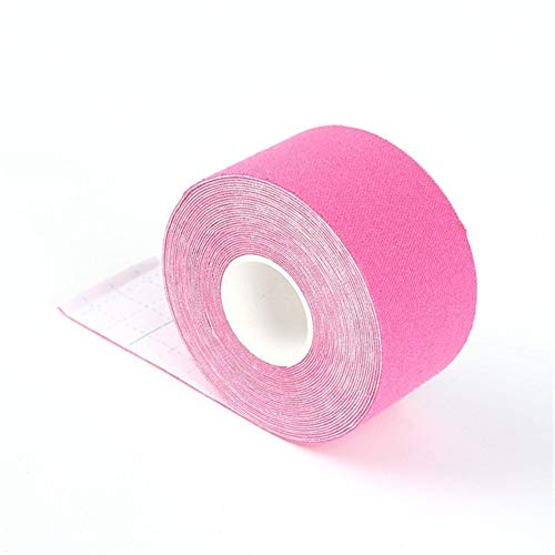 ETXP Cómoda cinta de kinesiología deportiva de 3,8 cm x 5 m, para aliviar el dolor de los músculos, espinillas, rodillas, hombros, impermeable, vendaje terapéutico, para fitness y correr (color rosa).