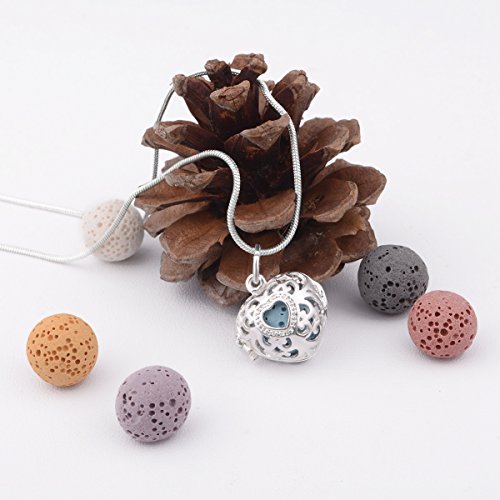 EUDORA Colgante Aromaterapia Mujer Corazon Difusor de Aroma, 12mm Piedra Volcánica para Aromaterapia Joyeria Perfume Jaula Bola de Lava 7pcs, Regalos para Madres Hermana Mujer EUDORA Colgante Aromaterapia Mujer Corazon Difusor de Aroma, 12mm Piedra Volcánica para Aromaterapia Joyeria Perfume Jaula Bola de Lava 7pcs, Regalos para Madres Hermana Mujer