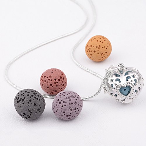 EUDORA Colgante Aromaterapia Mujer Corazon Difusor de Aroma, 12mm Piedra Volcánica para Aromaterapia Joyeria Perfume Jaula Bola de Lava 7pcs, Regalos para Madres Hermana Mujer EUDORA Colgante Aromaterapia Mujer Corazon Difusor de Aroma, 12mm Piedra Volcánica para Aromaterapia Joyeria Perfume Jaula Bola de Lava 7pcs, Regalos para Madres Hermana Mujer