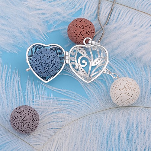 EUDORA Colgante Aromaterapia Mujer Corazon Difusor de Aroma, 12mm Piedra Volcánica para Aromaterapia Joyeria Perfume Jaula Bola de Lava 7pcs, Regalos para Madres Hermana Mujer EUDORA Colgante Aromaterapia Mujer Corazon Difusor de Aroma, 12mm Piedra Volcánica para Aromaterapia Joyeria Perfume Jaula Bola de Lava 7pcs, Regalos para Madres Hermana Mujer