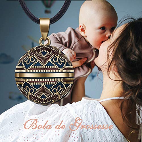 EUDORA Harmony Ball Vintage Bisuteria Collares de Mujer, Llamador de Angeles Embarazada Floral Vintage Colgantes de Mujer Primer Embarazo Mamá Regalos Originales para Mujer Hermana, 114,3cm