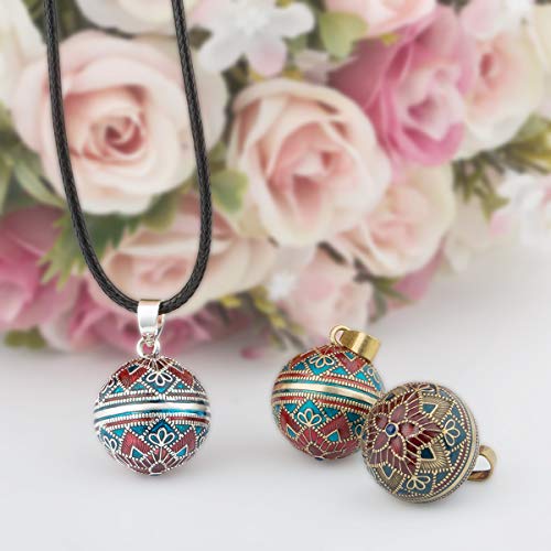 EUDORA Harmony Ball Vintage Bisuteria Collares de Mujer, Llamador de Angeles Embarazada Floral Vintage Colgantes de Mujer Primer Embarazo Mamá Regalos Originales para Mujer Hermana, 114,3cm