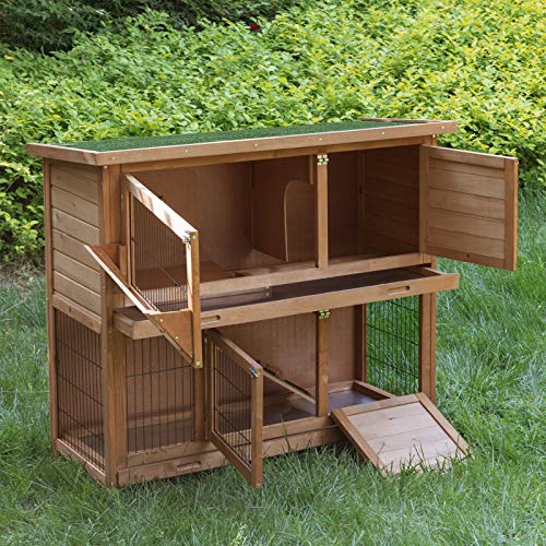 EUGAD Conejera de Exterior Madera con Bandejas Casa/Jaula para Conejos Cobayas Mascotas Jaula para Animales Pequeños 2 Niveles, 4 Puertas 120 x 100,5 x 50 cm, Marrón Claro 0005TL EUGAD Conejera de Exterior Madera con Bandejas Casa/Jaula para Conejos Cobayas Mascotas Jaula para Animales Pequeños 2 Niveles, 4 Puertas 120 x 100,5 x 50 cm, Marrón Claro 0005TL