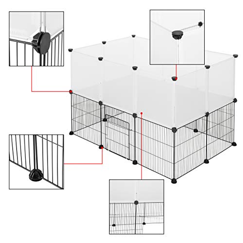 EUGAD DIY Jaula Metálica para Mascotas Valla para Animales Pequeños, Parque para Mascotas Jaula para Conejos Hámsteres Cobayas Cachorros Gatos 10 Piezas 107 x 72 x 72 cm Blanco 0005WL