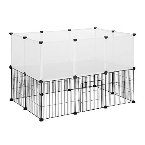 EUGAD DIY Jaula Metálica para Mascotas Valla para Animales Pequeños, Parque para Mascotas Jaula para Conejos Hámsteres Cobayas Cachorros Gatos 10 Piezas 107 x 72 x 72 cm Blanco 0005WL