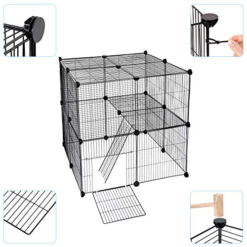EUGAD DIY Valla para Animales Pequeños Jaula de Malla Metálica Ajustable,Parque para Mascotas Perros Jaula Conejos Hámsteres Cobayas Gatos Valla con 2 Niveles,22 Piezas 75 x 83 x 35 cm 0011WL EUGAD DIY Valla para Animales Pequeños Jaula de Malla Metálica Ajustable,Parque para Mascotas Perros Jaula Conejos Hámsteres Cobayas Gatos Valla con 2 Niveles,22 Piezas 75 x 83 x 35 cm 0011WL
