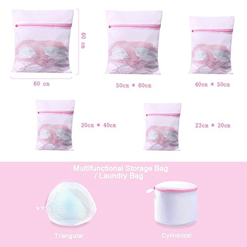 EUGO Bolsas para la colada Bolsas de Lavandería Bolsas (Rosa 7pcs)