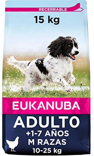 Eukanuba Alimento seco para perros adultos de razas medianas con pollo 15 kg Eukanuba Alimento seco para perros adultos de razas medianas con pollo 15 kg