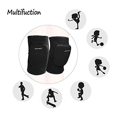 EULANT Almohadillas Protectora para Rodilla de Niños, Niñas Crashproof Algodón Rodillera, Rodilleras Infantil para Baile Ciclismo Correr Fútbol Volleyball Patinaje Esquí, Negro/Rosa, M