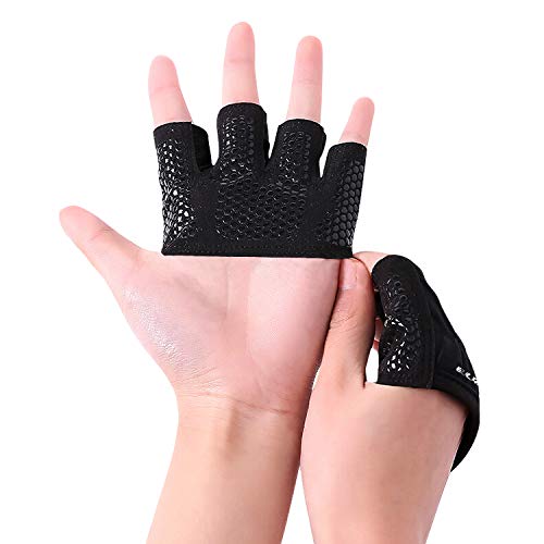 EULANT Cuatro Dedos Guante de Entrenamiento, con Antideslizante Silicona Palm Protector para Gimnasio Barra Dominadas Fitness Calistenia Anillas Levantamiento de Pesas Musculacion Kettlebell, L