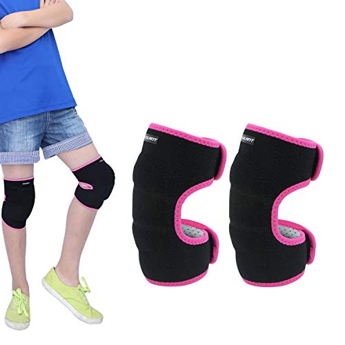 EULANT Niños Rodilleras para Baile, Esponja Grande para Proteger la Rodilla para Voleibol Escalada Baloncesto Danza Correr Senderismo Esquiar,Evitar Heridas y Rozaduras en Las Rodillas, Rosa M