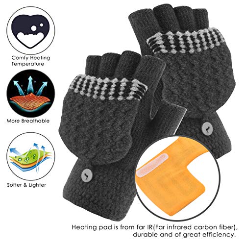 Eurobuy Guantes calefactados por USB, Guantes Unisex de Invierno para Mujeres y Hombres, Guantes cálidos de diseño Lavable, Manos Completas y Medias Guantes cálidos para computadora portátil