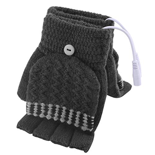 Eurobuy Guantes calefactados por USB, Guantes Unisex de Invierno para Mujeres y Hombres, Guantes cálidos de diseño Lavable, Manos Completas y Medias Guantes cálidos para computadora portátil