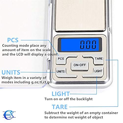EUROXANTY® Báscula Digital | 0.01g - 200g | Báscula de Cocina y Joyería | Plataforma de Acero Inoxidable | Pantalla LCD | Especial para Bolsillo | Iluminación LED EUROXANTY® Báscula Digital | 0.01g - 200g | Báscula de Cocina y Joyería | Plataforma de Acero Inoxidable | Pantalla LCD | Especial para Bolsillo | Iluminación LED