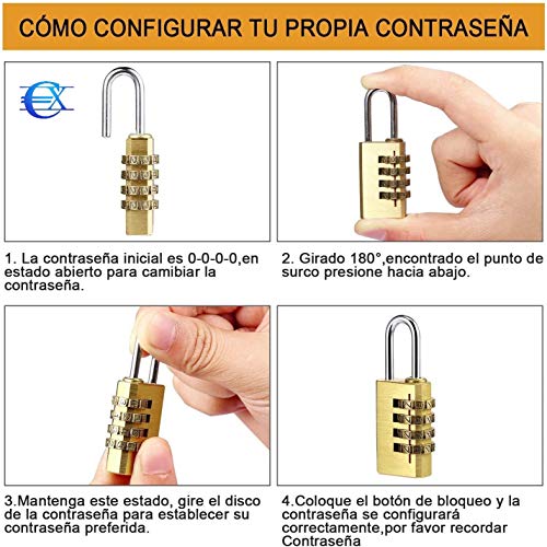 EUROXANTY Candado de Combinación | Cerradura de Seguridad con Dígitos | Máxima Dureza y Fiabilidad | 3 Dígitos | 1 Candado