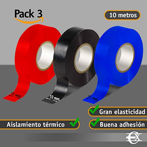 EUROXANTY® Cinta Aislante | Cinta Aislante Eléctrica | Resistente al Agua | Cinta para Cable | Electricista | COLOR 1.7 X 10M EUROXANTY® Cinta Aislante | Cinta Aislante Eléctrica | Resistente al Agua | Cinta para Cable | Electricista | COLOR 1.7 X 10M
