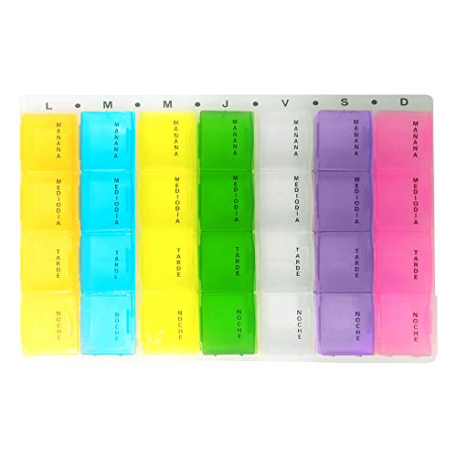 EUROXANTY® Pastillero semanal de 4 tomas | Compartimentos extraíbles | Organizador de pastillas grandes, medianas y pequeñas | Sistema de Lectura Braile | Compartimientos en Distintos Colores | COLOR EUROXANTY® Pastillero semanal de 4 tomas | Compartimentos extraíbles | Organizador de pastillas grandes, medianas y pequeñas | Sistema de Lectura Braile | Compartimientos en Distintos Colores | COLOR