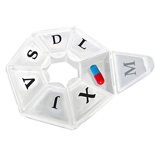 EUROXANTY® Pastillero semanal | Organizador de pastillas transportable | 7 Compartimentos para cada día de la semana | Pastillas grandes, medianas y pequeñas (TRANSPARENTE) EUROXANTY® Pastillero semanal | Organizador de pastillas transportable | 7 Compartimentos para cada día de la semana | Pastillas grandes, medianas y pequeñas (TRANSPARENTE)