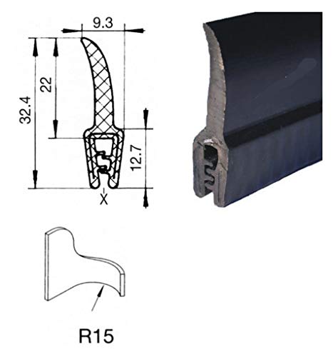 EUTRAS Kantenschutz 0 EUTRAS KSD2152-Junta de goma para puerta de maletero, rango de sujeción 0,5-2,0 mm, color negro-3 m, Länge