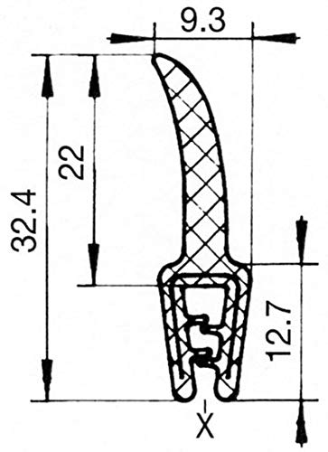 EUTRAS Kantenschutz 0 EUTRAS KSD2152-Junta de goma para puerta de maletero, rango de sujeción 0,5-2,0 mm, color negro-3 m, Länge