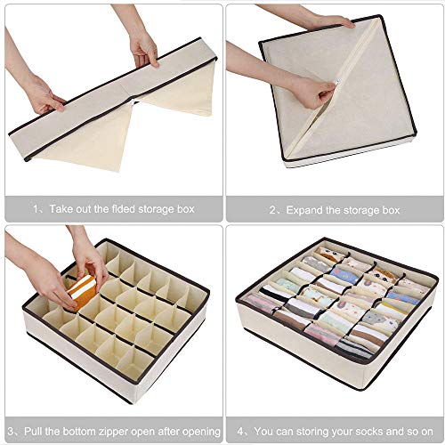 Evance Organizadores de Cajones para Ropa Interior, 6 Cajas Plegable Organizador de Almacenamiento para Almacenar Calcetines, Bufandas, Sujetador (Beige) Evance Organizadores de Cajones para Ropa Interior, 6 Cajas Plegable Organizador de Almacenamiento para Almacenar Calcetines, Bufandas, Sujetador (Beige)